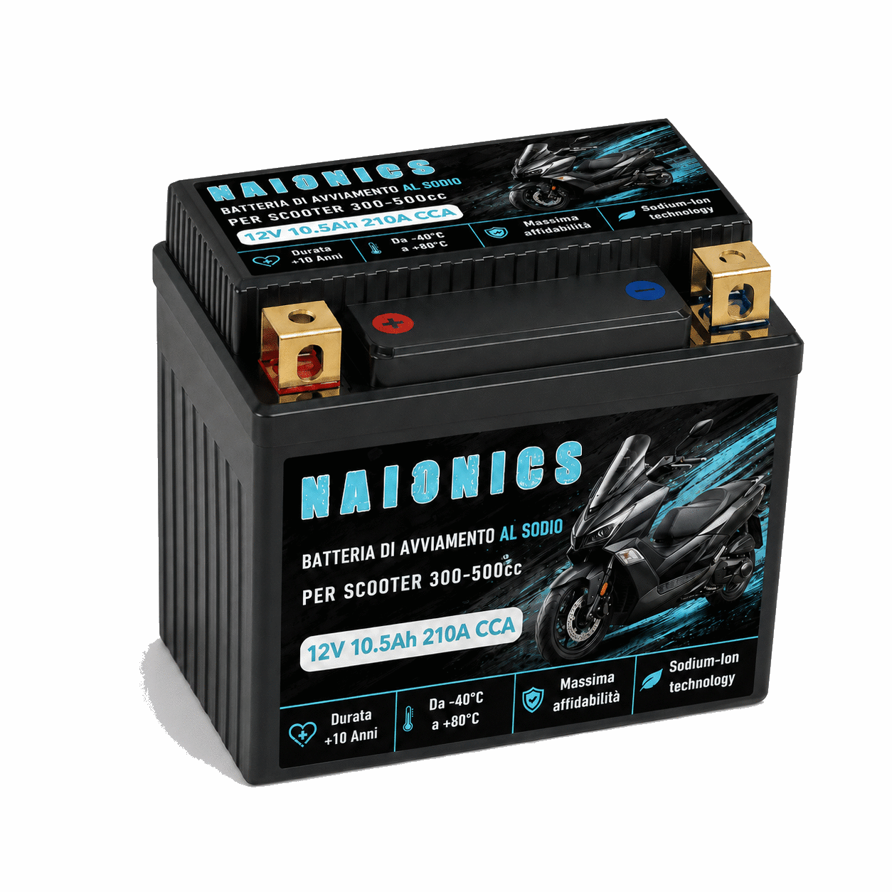 Batteria al Sodio per avviamento Scooter 300cc-500cc Naionics 12V 10.5Ah 210A CCA - EverStart Series NAM12N12-M7
