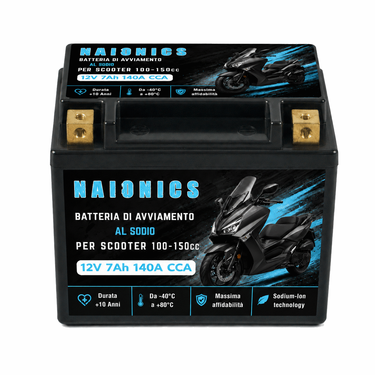 Batteria al Sodio per avviamento Scooter 100cc-150cc Naionics 12V 7Ah 140A CCA - EverStart Series NAM12N9-M6