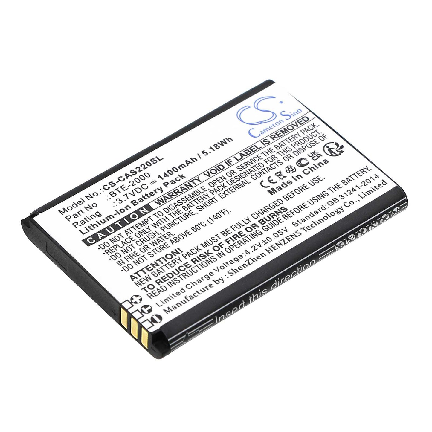 Batteria Li-ion 3.7V 1450mAh - CS-ETV800SL