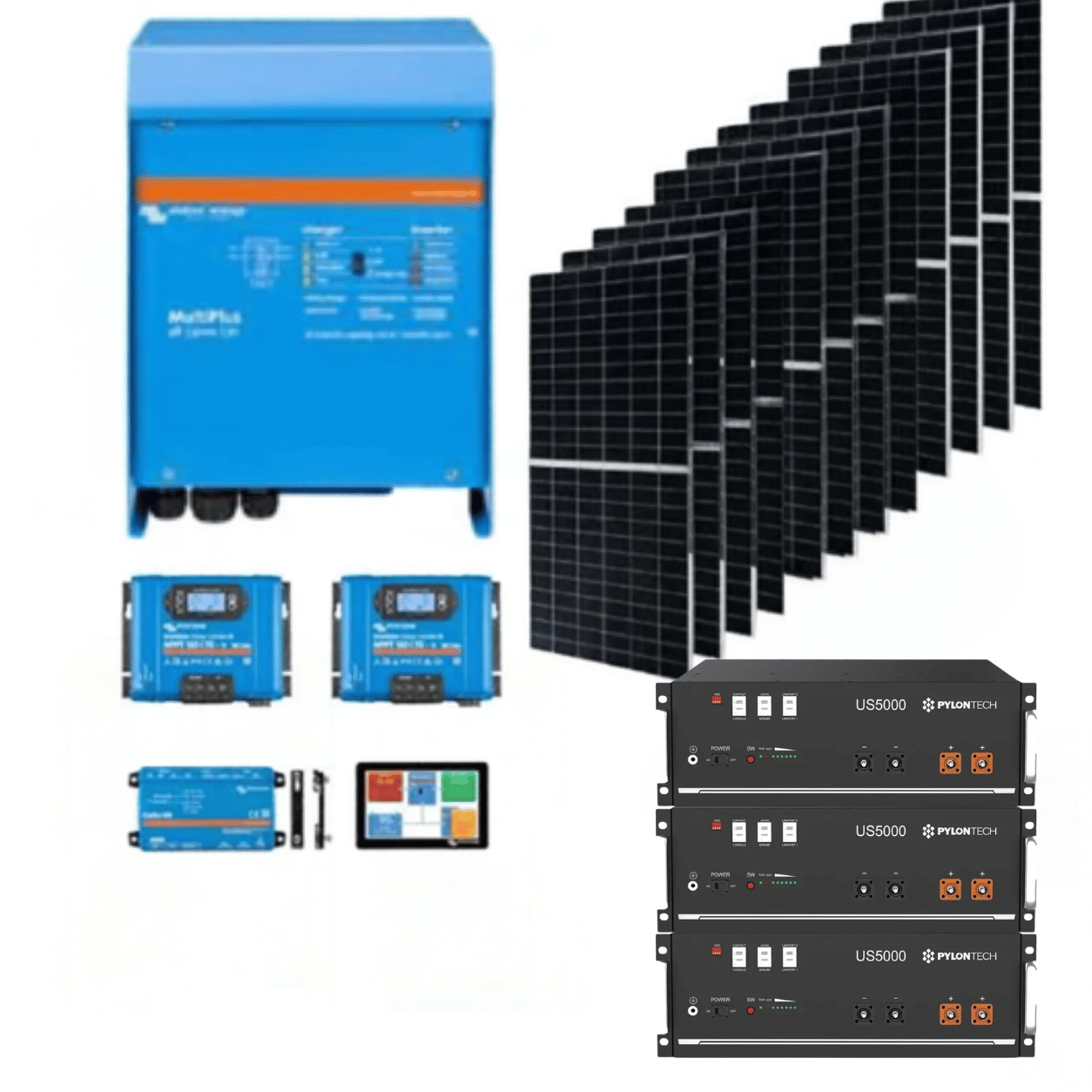 Kit Fotovoltaico Off-Grid 15kWh batteria 6kW inverter caricabatterie 7kW pannelli solari 585W WiFi Victron Energy MoltiPlus Pylontech