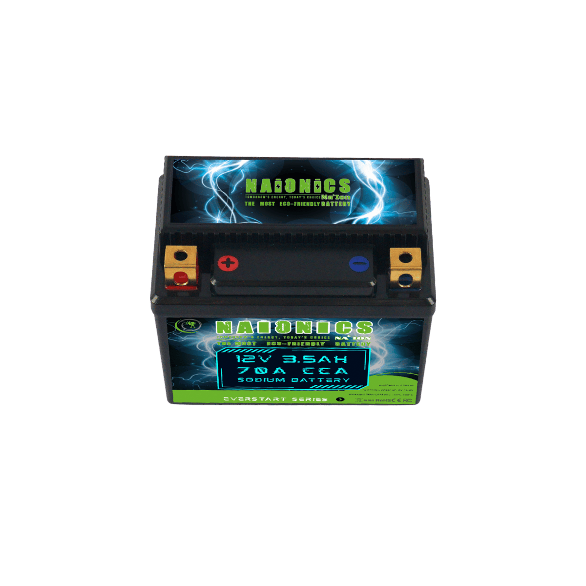 NAIONICS 12V 3.5Ah 70A CCA - Batteria al Sodio Avviamento Moto EverStart Series NAMYTX4A4A