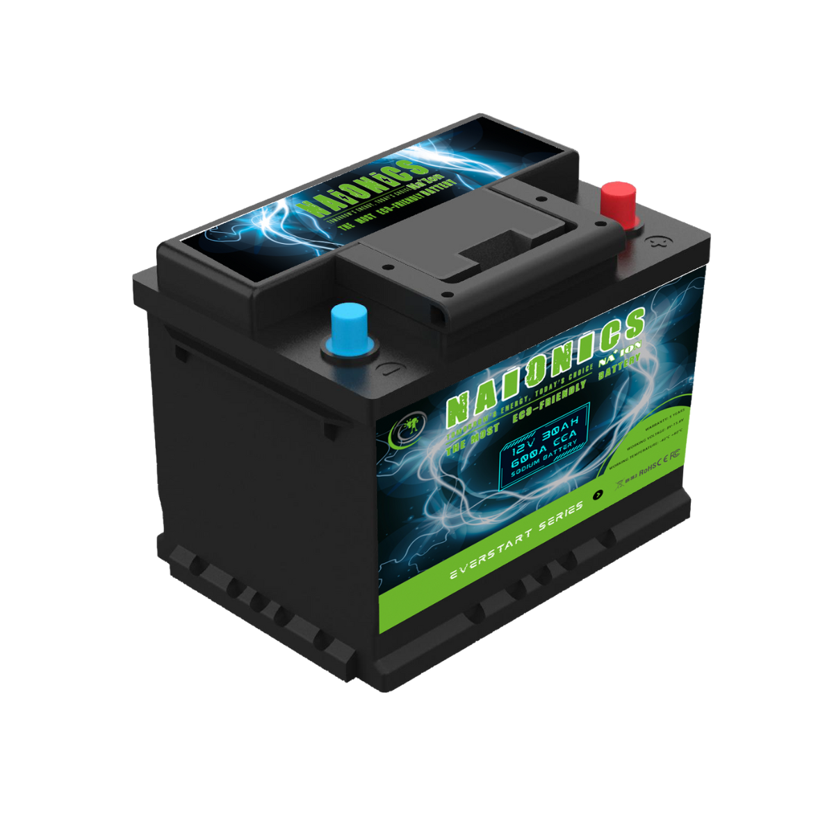 NAIONICS EverStart NA1203003SN 12V 30Ah Sodium-Ion Car Starter Battery – 600A CCA