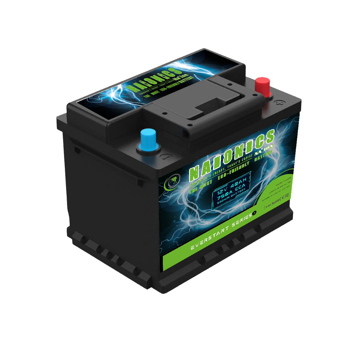 Naionics 12V 40Ah 750 CCA - Batteria al Sodio per avviamento Auto EverStart Series NA1204004SN