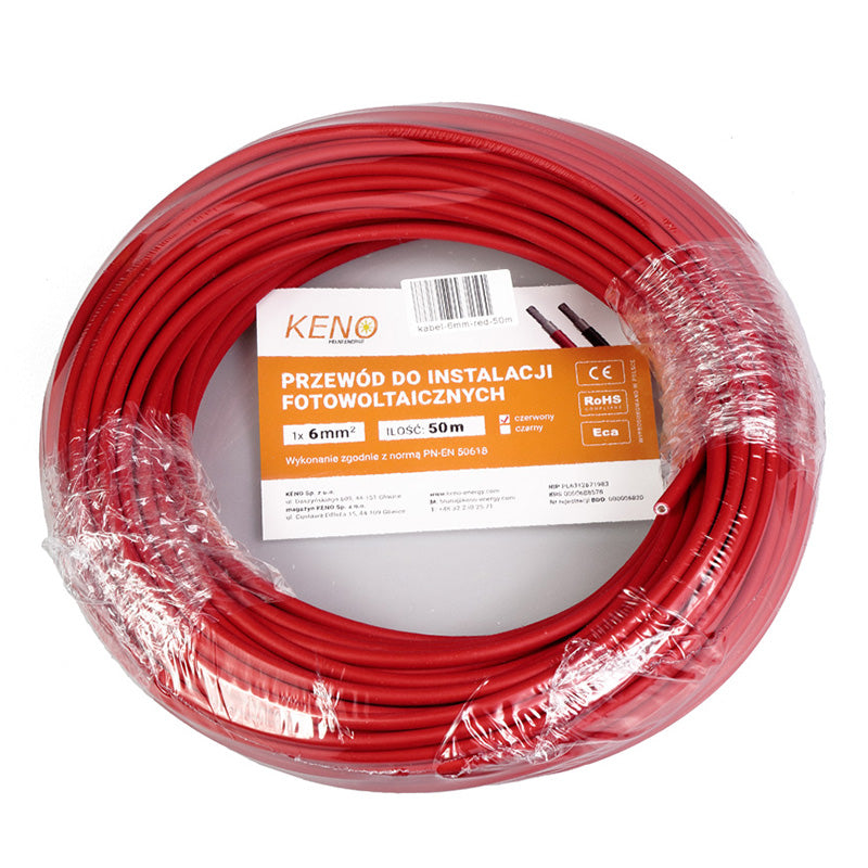 Cavo Solare 6 mm² Rosso Matassa da 50 m
