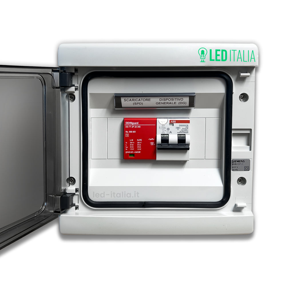 Quadro di scambio automatico monofase rete-carico 40A fino a 8kW IP65 — immagine rappresentativa dell’involucro di serie