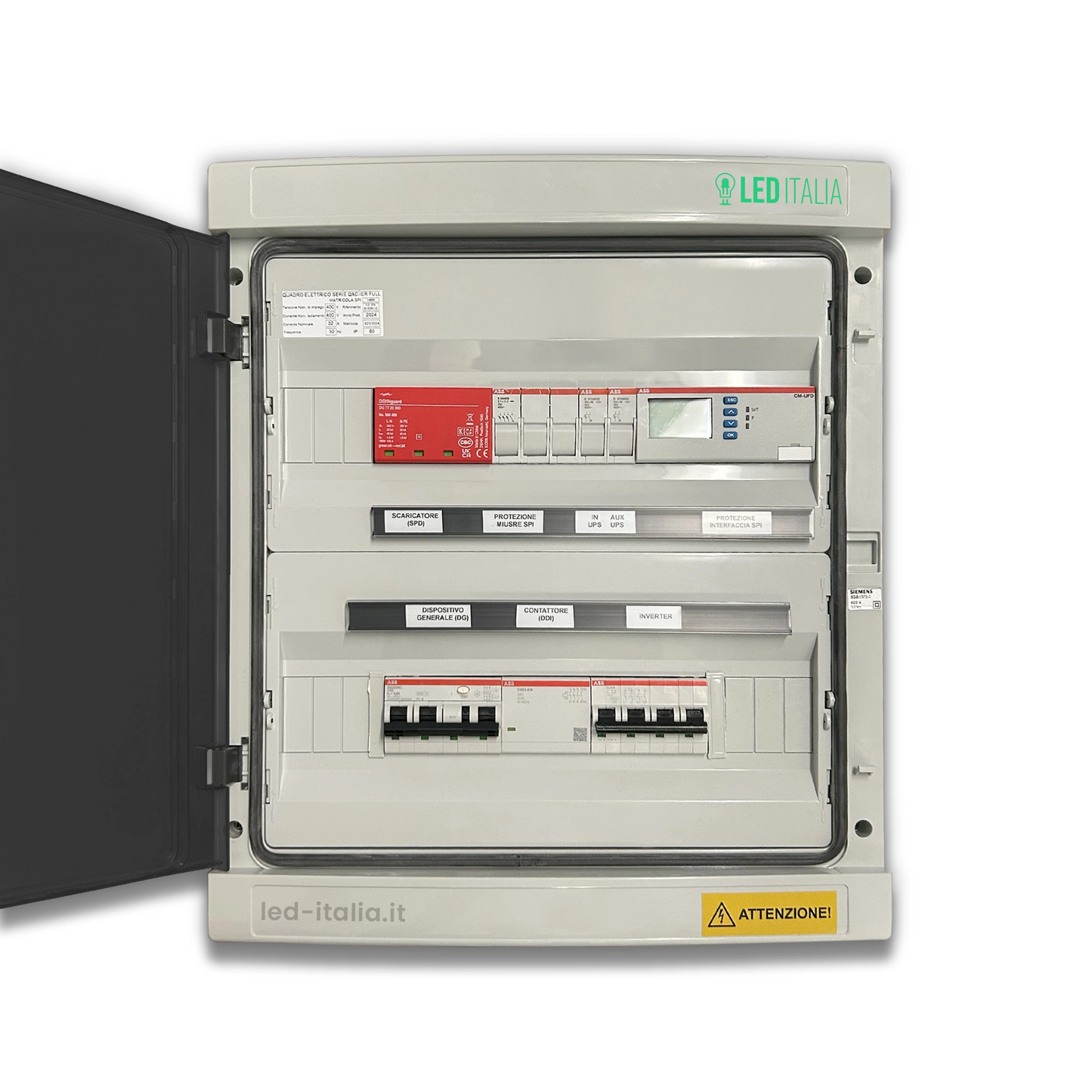 Quadro di scambio automatico trifase rete-carico 63A fino a 40kW IP65 — immagine rappresentativa dell’involucro di serie