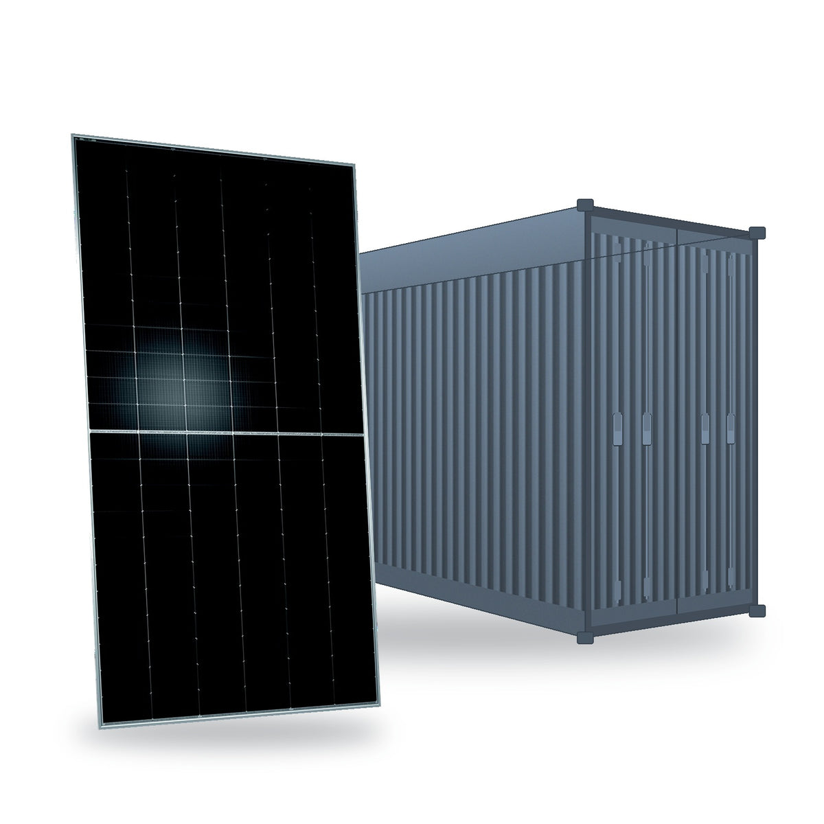 2 container da 892,8 kWp (circa 1 MW) — 1.440 moduli fotovoltaici TW Solar TWMNH-66HD620 620 W bifacciali N-type