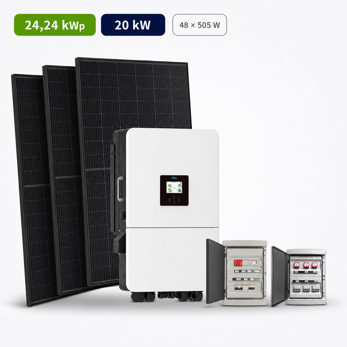 Kit Fotovoltaico Deye 24,24 kWp – Ibrido 20 kW Trifase Commerciale Industriale