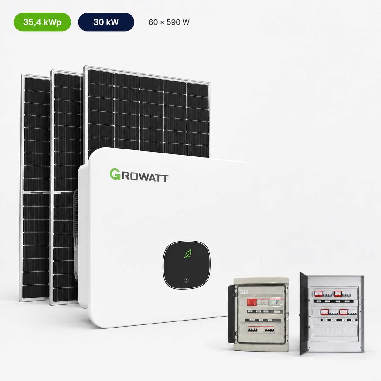 Kit Fotovoltaico Growatt 35,4 kWp – Ibrido 30 kW Trifase Commerciale Industriale