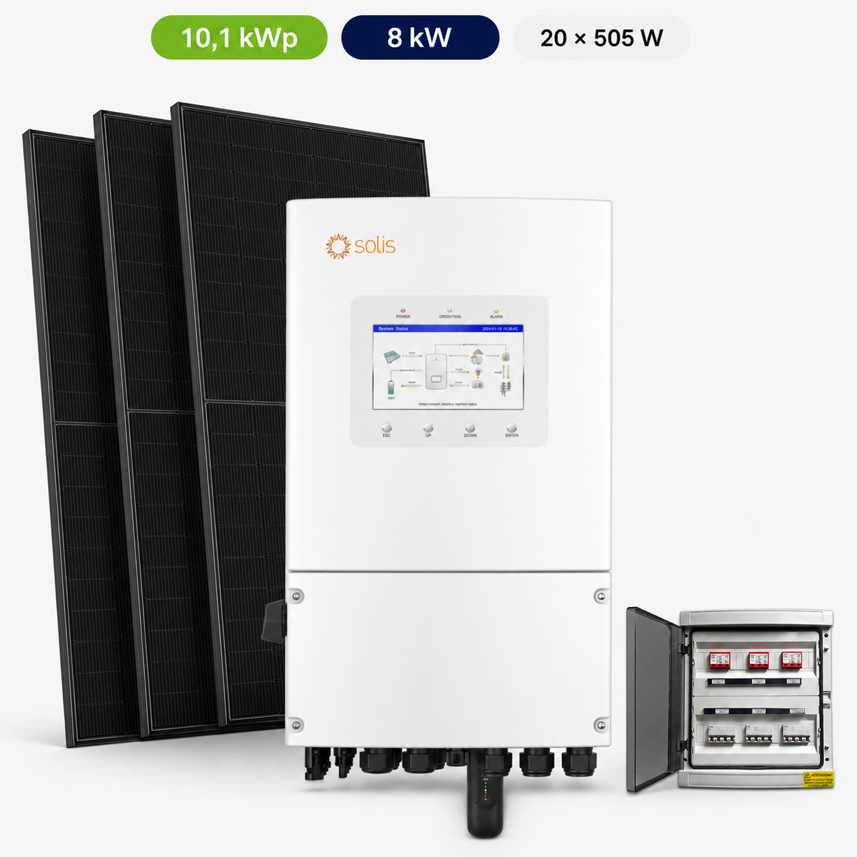 Kit Fotovoltaico Solis 10,1 kWp – Ibrido 8 kW Monofase Commerciale Industriale