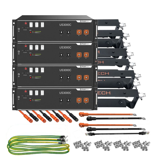 Kit Accumulo Pylontech 14kWh 48V LiFePO4 4x US3000C con Staffe e Cavi Inverter