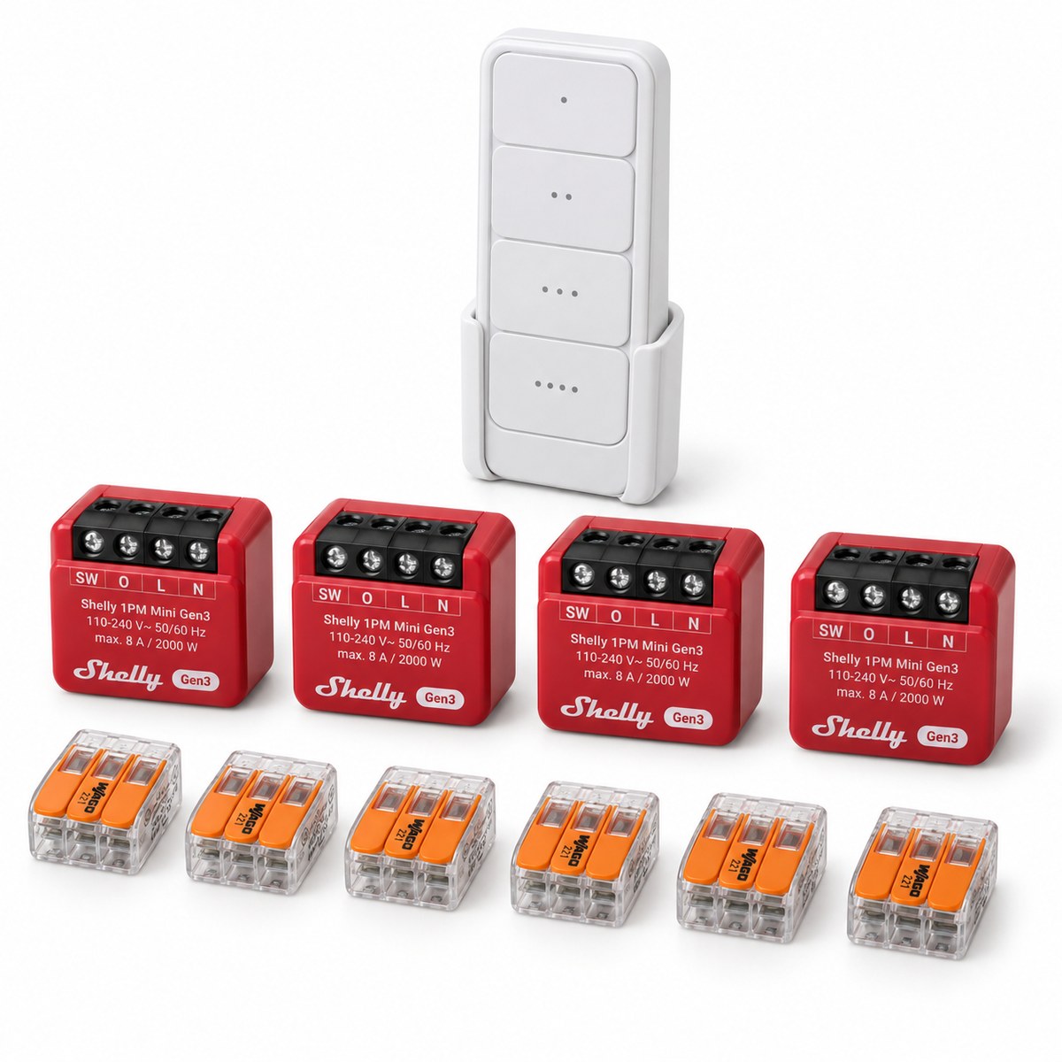 Kit luci con misura consumi Shelly (4 punti): i dispositivi inclusi