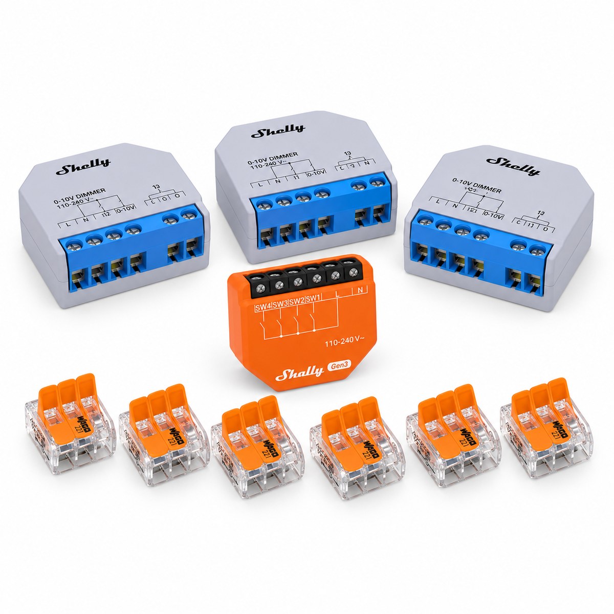 Kit plafoniere LED 0-10 V Shelly: i dispositivi inclusi