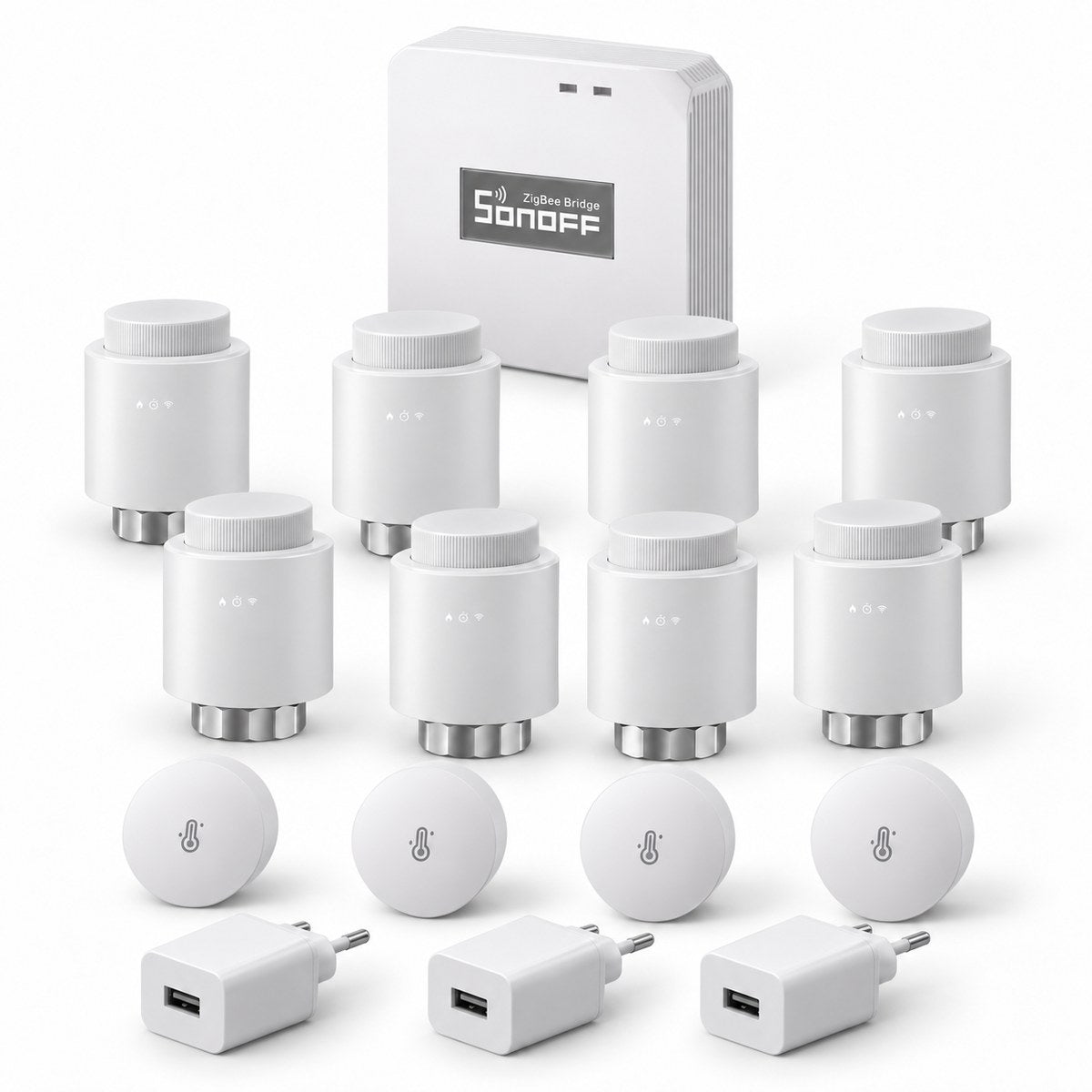 Kit termovalvole Sonoff Zigbee (8 radiatori): i dispositivi inclusi