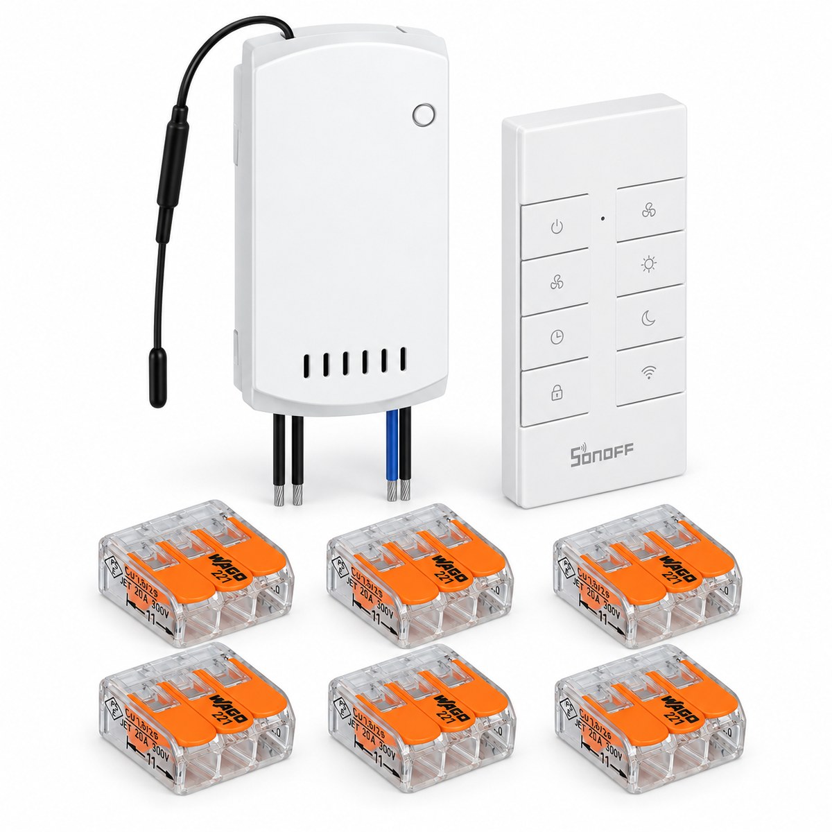 Kit ventilatore a soffitto con luce Sonoff iFan: i dispositivi inclusi