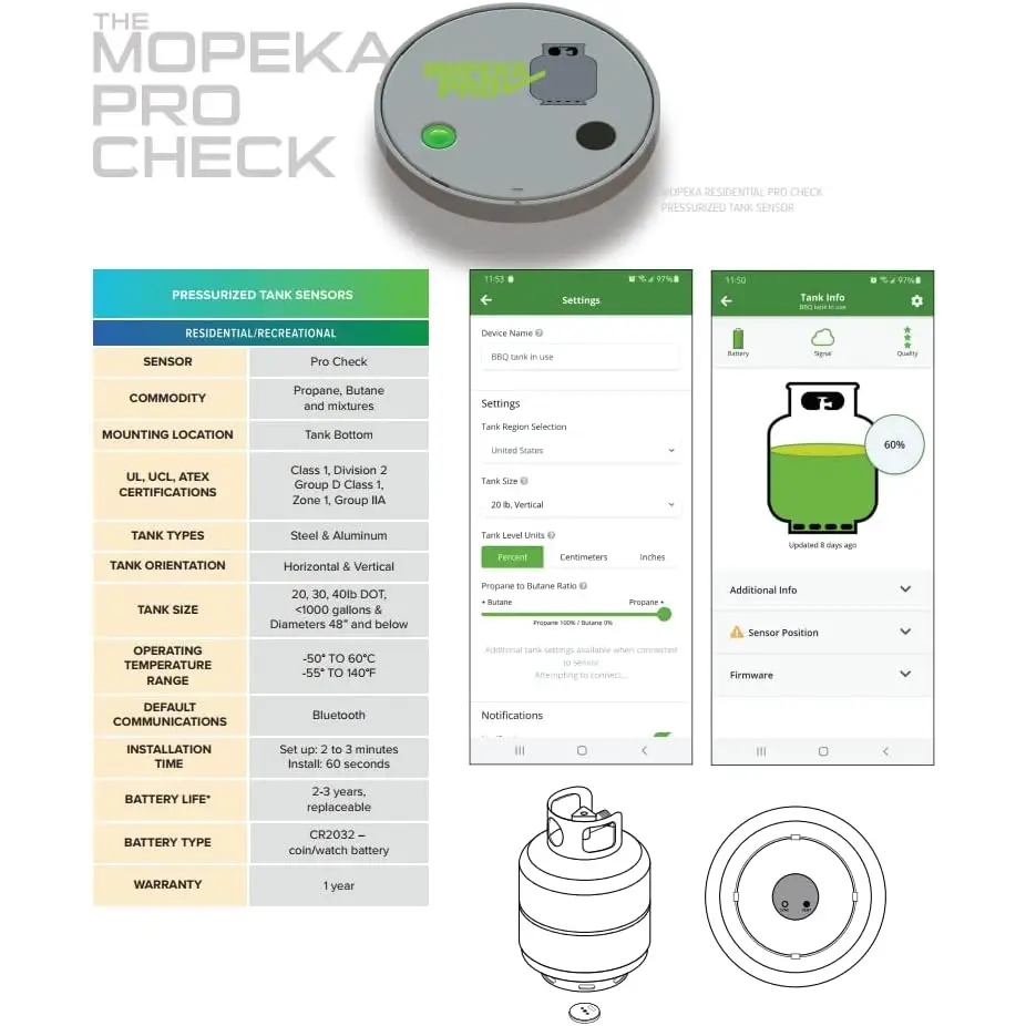 Mopeka Pro Check Sensor – Sensore wireless magnetico livello serbatoio gas GPL - Per serbatoi in acciaio