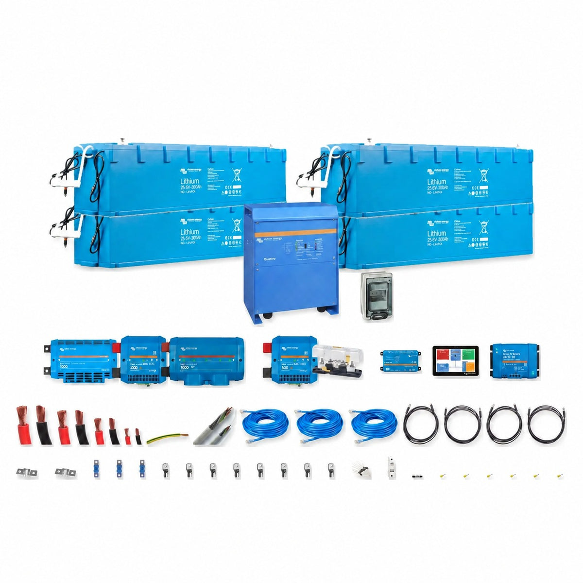 Kit completo Victron Energy 48V 30kWh inverter 10kVA, 8kVA o 6,5kVA con 4 batterie Lithium NG 300Ah, BMS, comunicazione e protezioni – Offerta