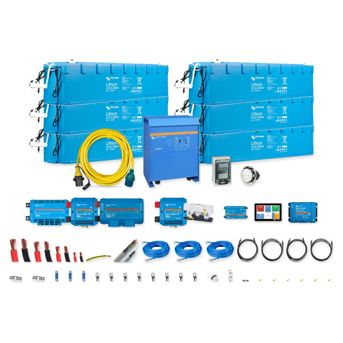 Offerta Kit completo Victron Energy 48V 46kWh Quattro 10kVA con 6 batterie Lithium NG 300Ah, BMS, comunicazione e protezioni