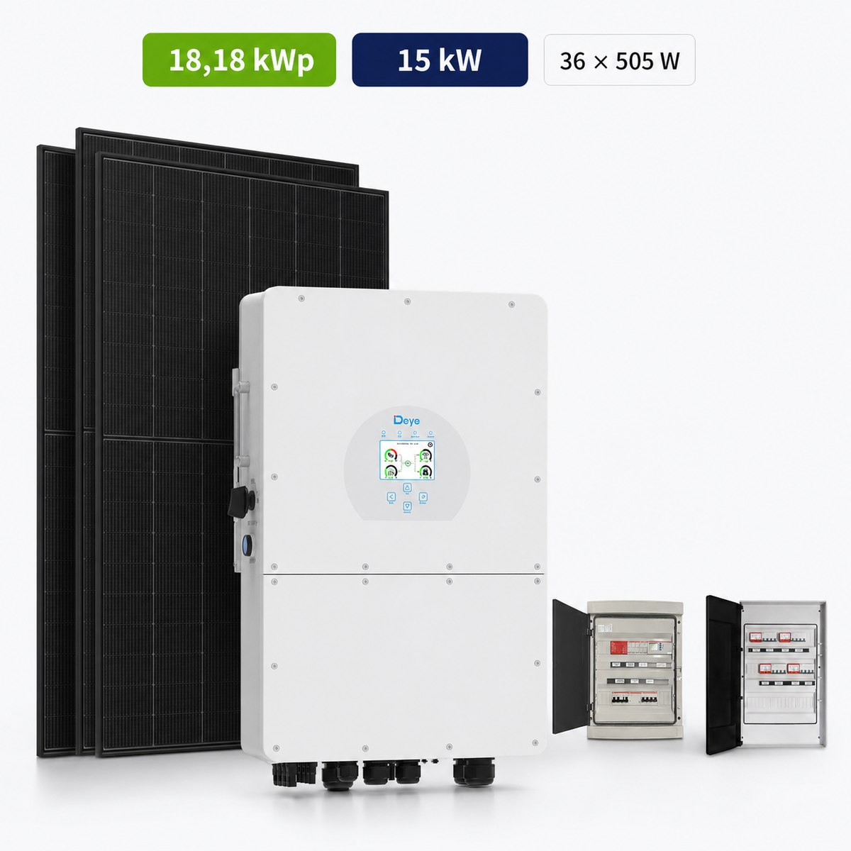 Kit Fotovoltaico Deye 18,18 kWp – Ibrido 15 kW Trifase (Alta Tensione) Commerciale Industriale