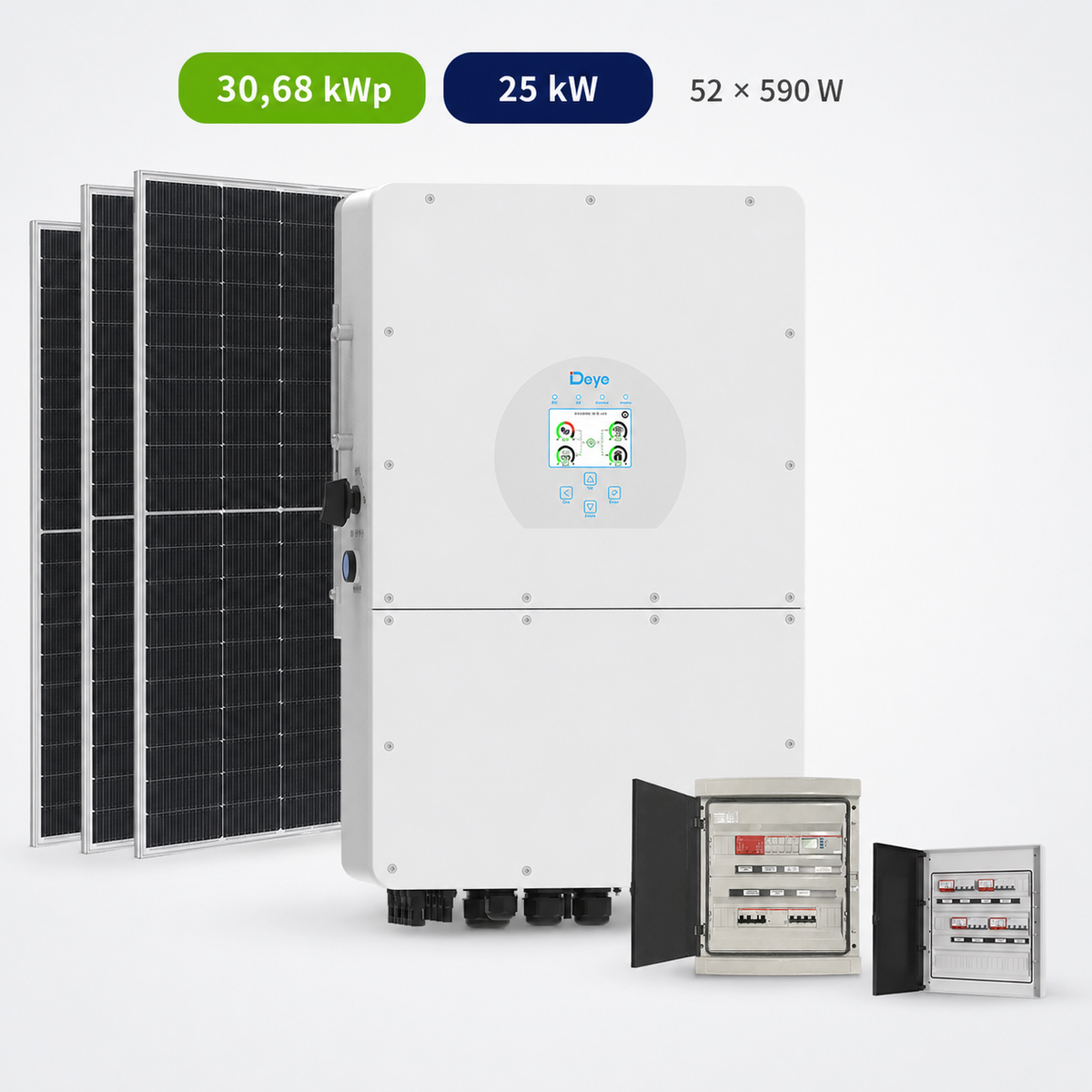 Kit Fotovoltaico Deye 30,68 kWp – Ibrido 25 kW Trifase Commerciale Industriale