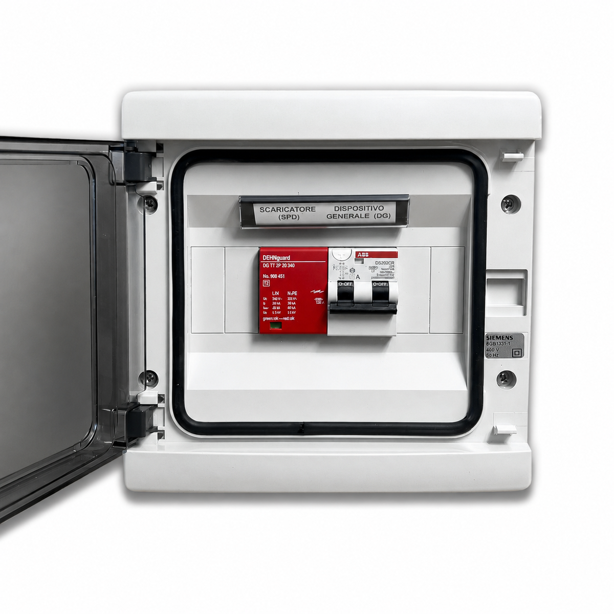 Quadro AC fotovoltaico monofase 6 kW 32 A con differenziale e SPD IP65 – immagine rappresentativa