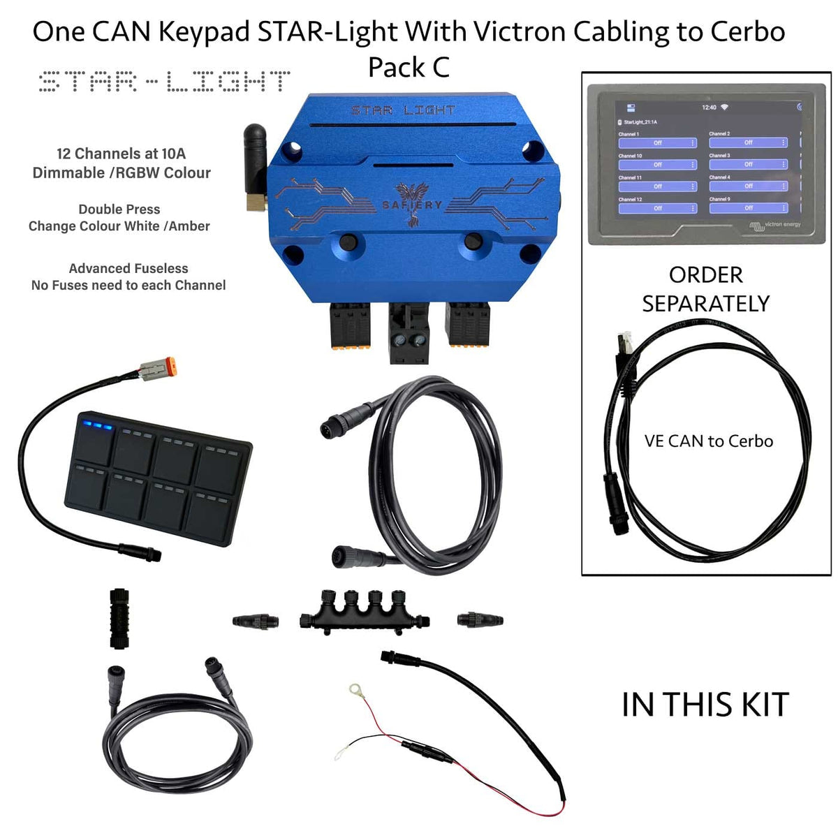 Safiery STAR Pack C STAR-Light plus 1 CAN Keypad SP8 plus NMEA cabling