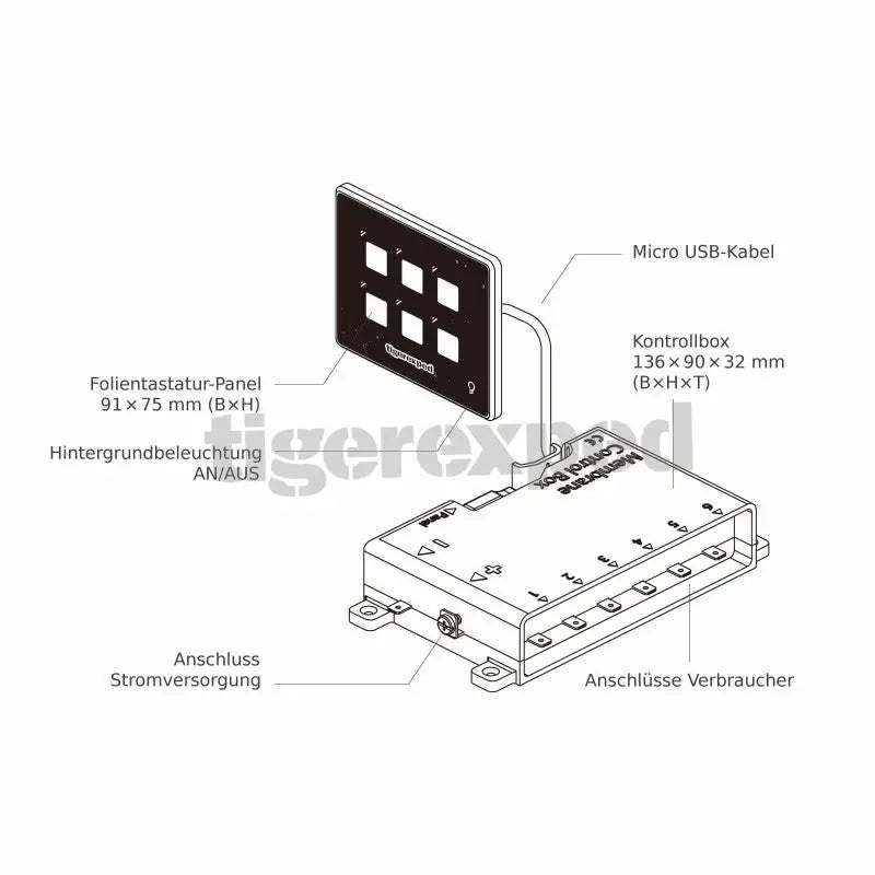 TigerExped pannello di controllo Bluetooth 6 tasti switch panel IP67