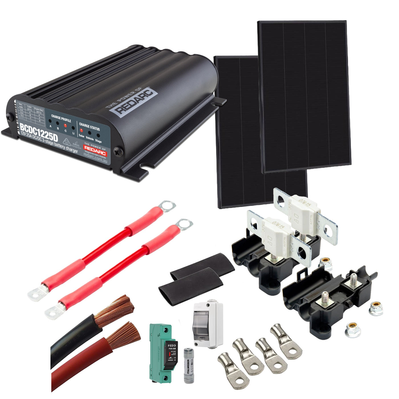 Kit completo DC-DC 12V/12V-25A MPPT 25A REDARC - Ricarica da alternato –