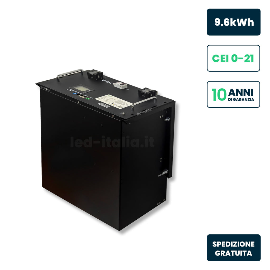 Batteria Accumulo Rack LV 9,6kWh 48V 200Ah Nera V-TAC