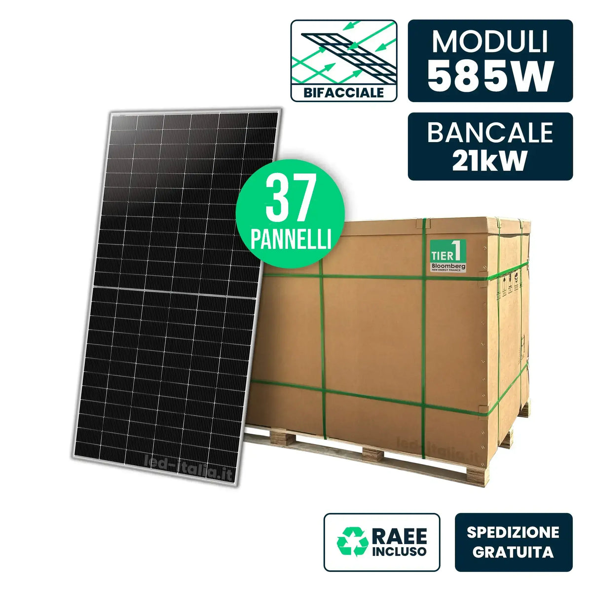 Bancale 37 moduli 585 W N-Type TOPCon bifacciali Silver Frame