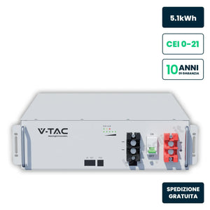 Batteria Accumulo Rack LV 5,12kWh 51,2V 100Ah Bianca V-TAC