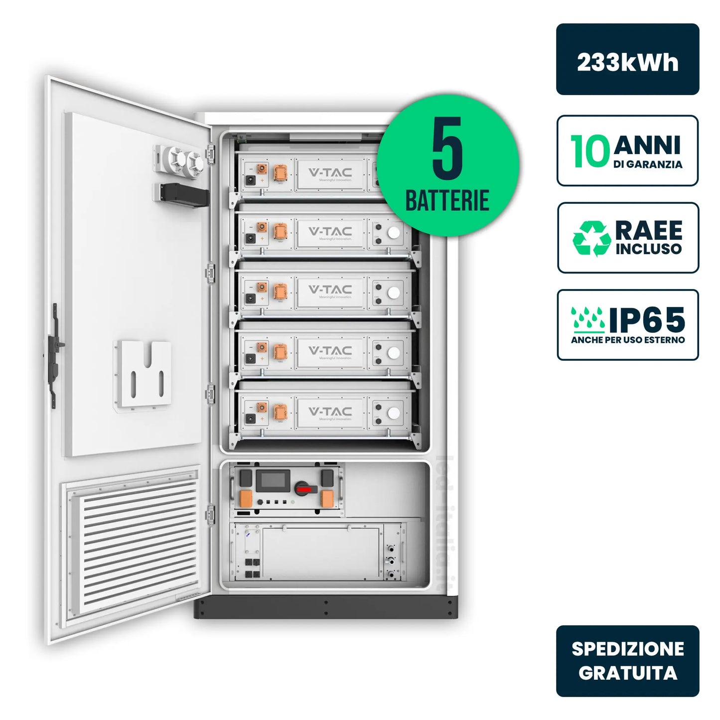 Armadio Accumulo HV 233kWh 832V IP65 V-TAC