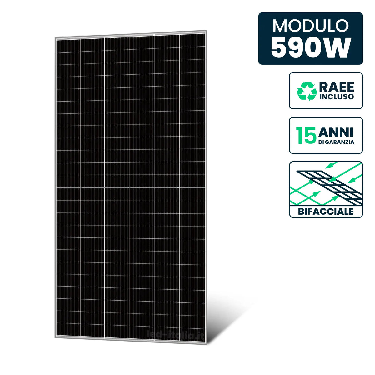 Modulo 590 W N-Type TOPCon bifacciale Silver Frame