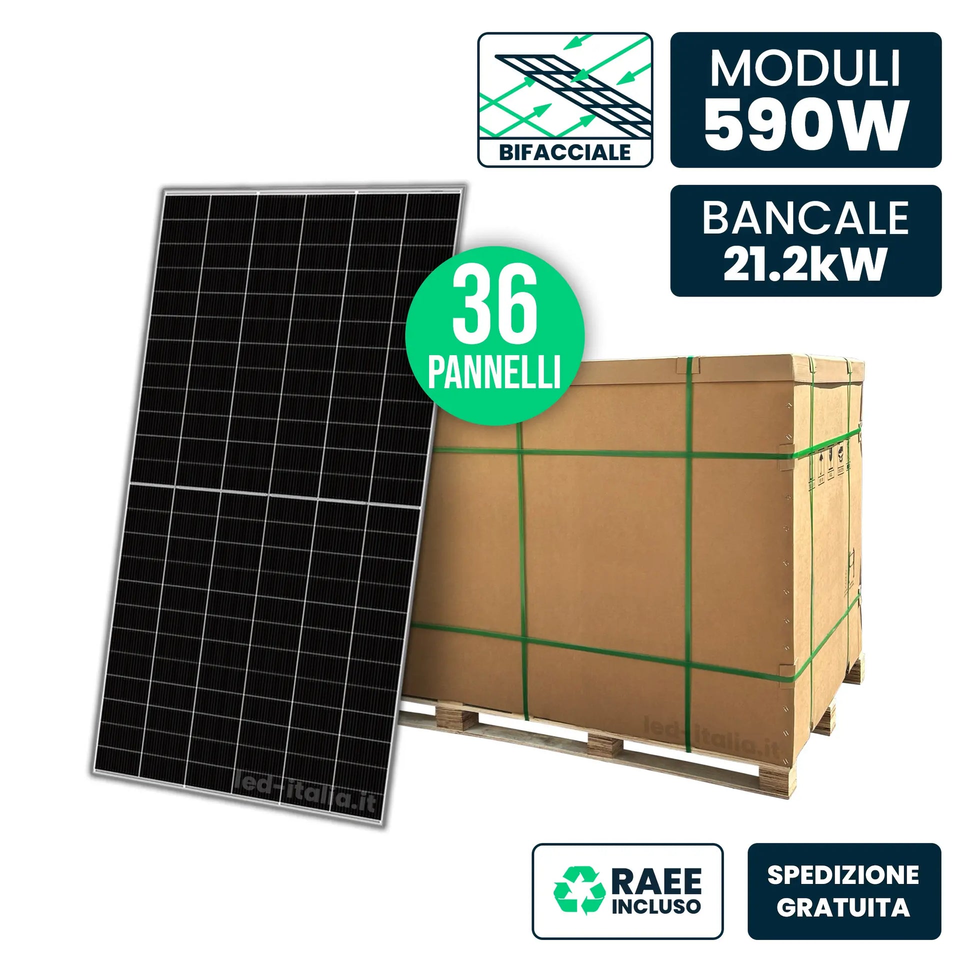 Bancale 36 moduli 590 W N-Type TOPCon bifacciali Silver Frame