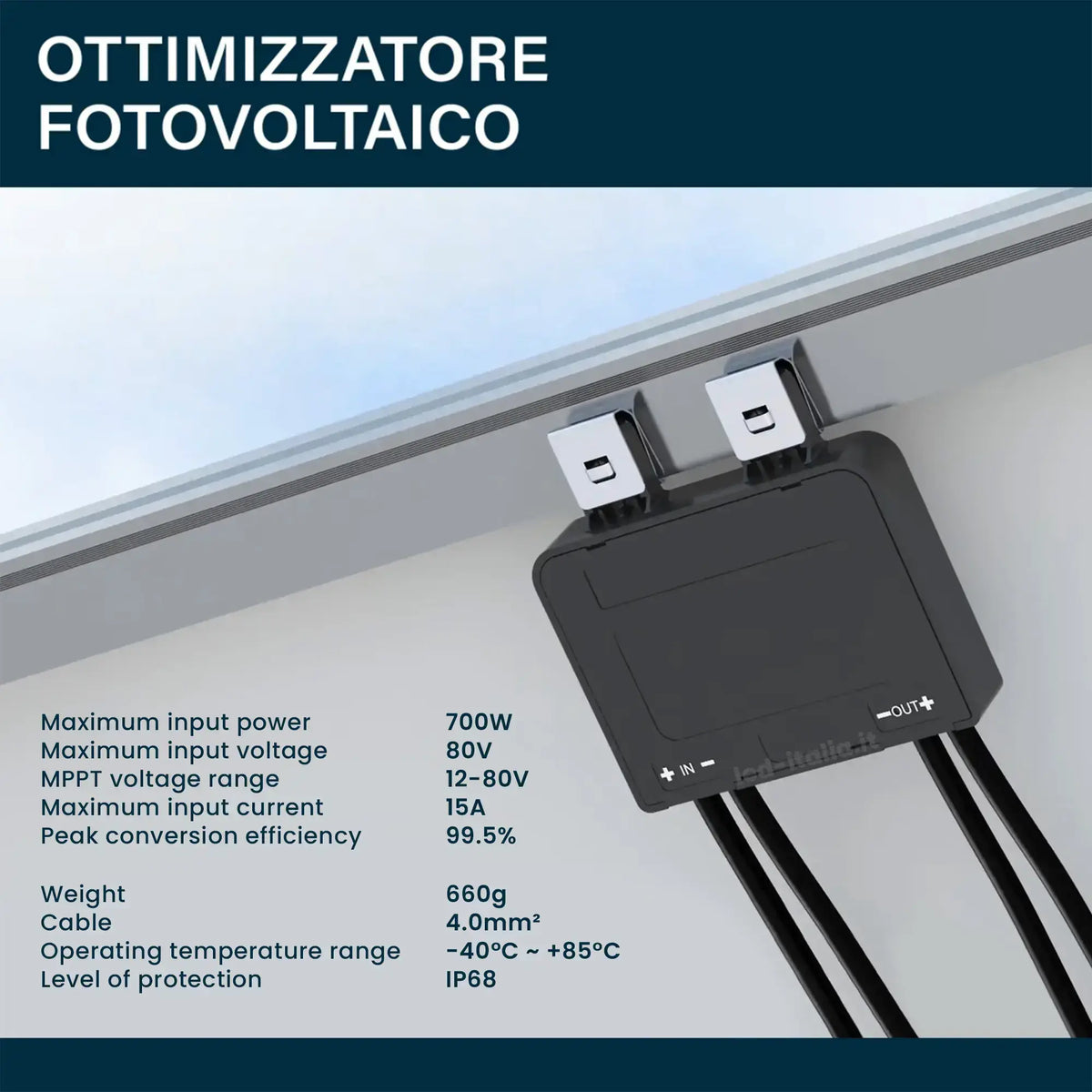 Ottimizzatore di Potenza Deye SUN-XL02-B 700 W con Monitoraggio di Modulo IP68