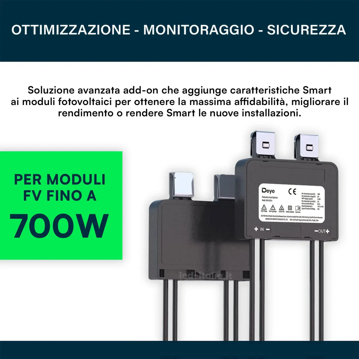 Ottimizzatore di Potenza Deye SUN-XL02-B 700 W con Monitoraggio di Modulo IP68