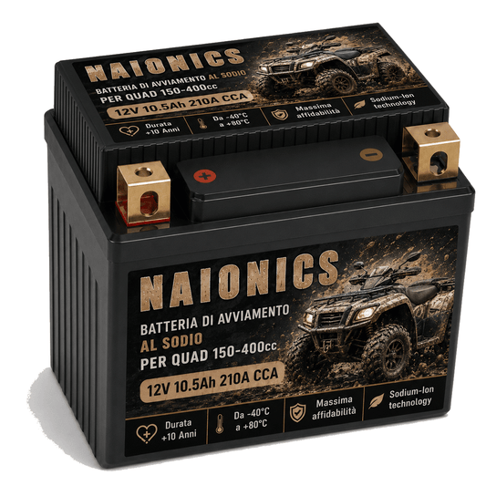 Batteria al Sodio per avviamento ATV Quad 150-400cc Naionics 12V 10.5Ah 210A CCA - Batteria al Sodio Avviamento Moto EverStart Series NAM12N12-Q2