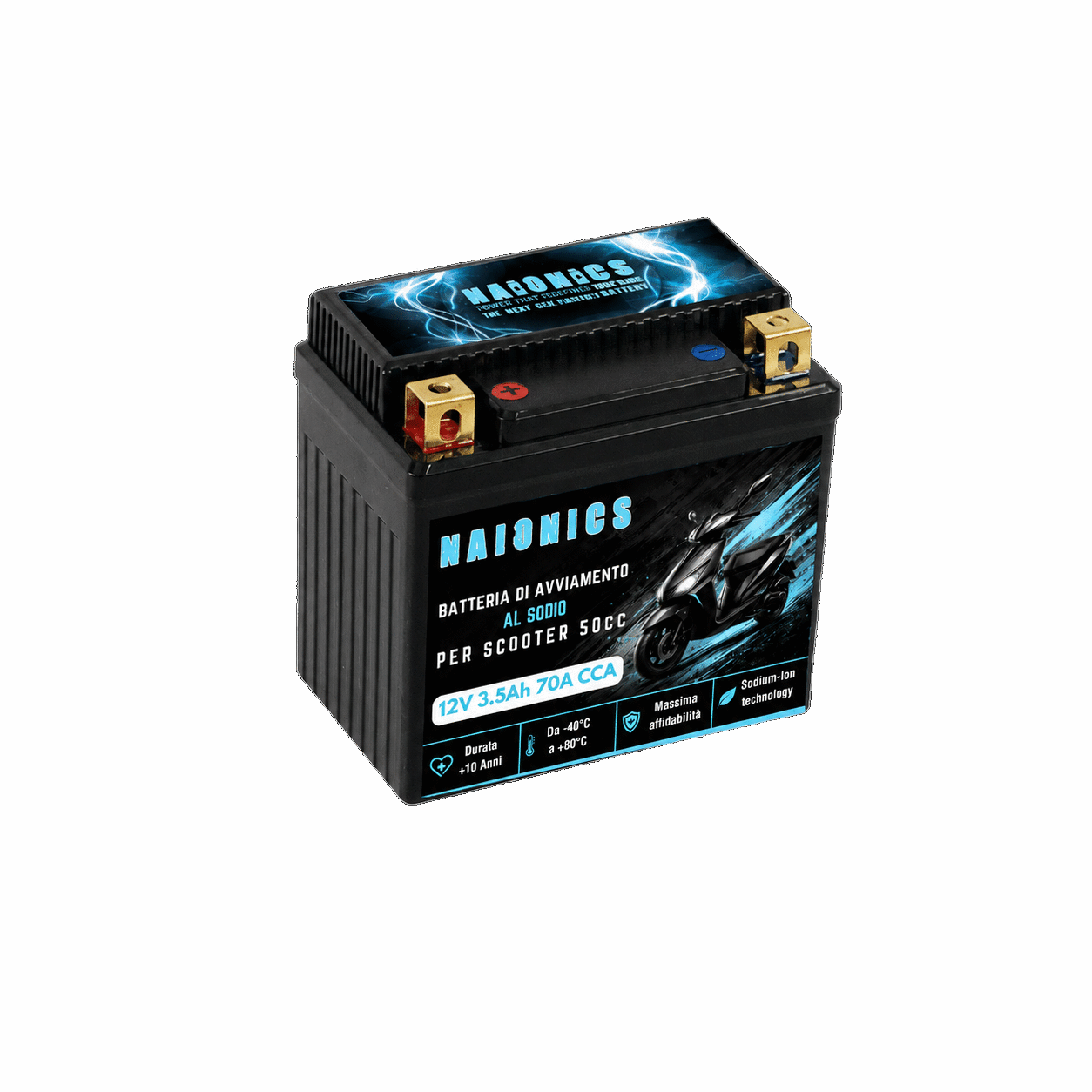 Batteria al Sodio per avviamento Scooter 50cc Naionics 12V 3.5Ah 70A CCA EverStart Series NAMYTX4A-M9