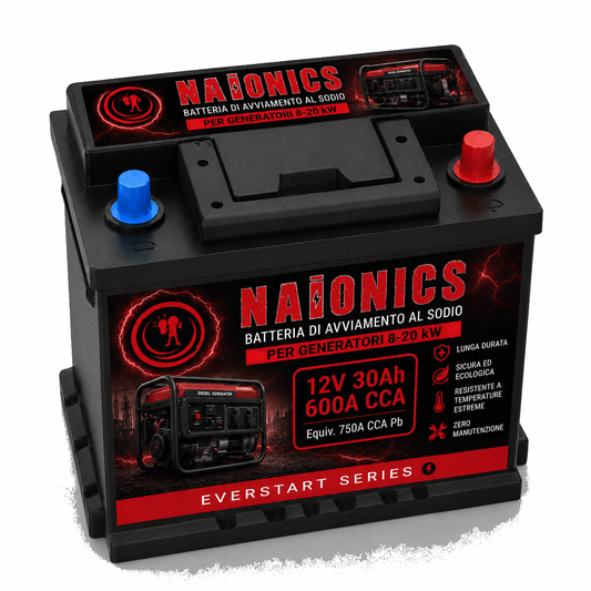 Batteria al Sodio per avviamento Generatori da 8 a 20kW Naionics 12V 30Ah 300 CCA 230x175x200mm - EverStart Series NA12030G2