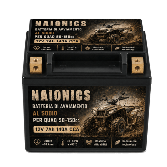 Batteria al Sodio per avviamento ATV Quad 50-150cc Naionics 12V 7Ah 140A CCA - Batteria al Sodio Avviamento Moto EverStart Series NAM12N9-Q1