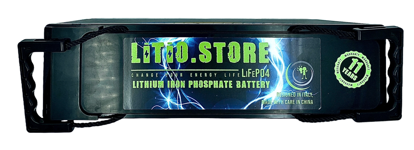 Batteria LiFePO4 24V 50Ah Litio Store LFP 50A BMS 1280Wh Serie Ultraslim