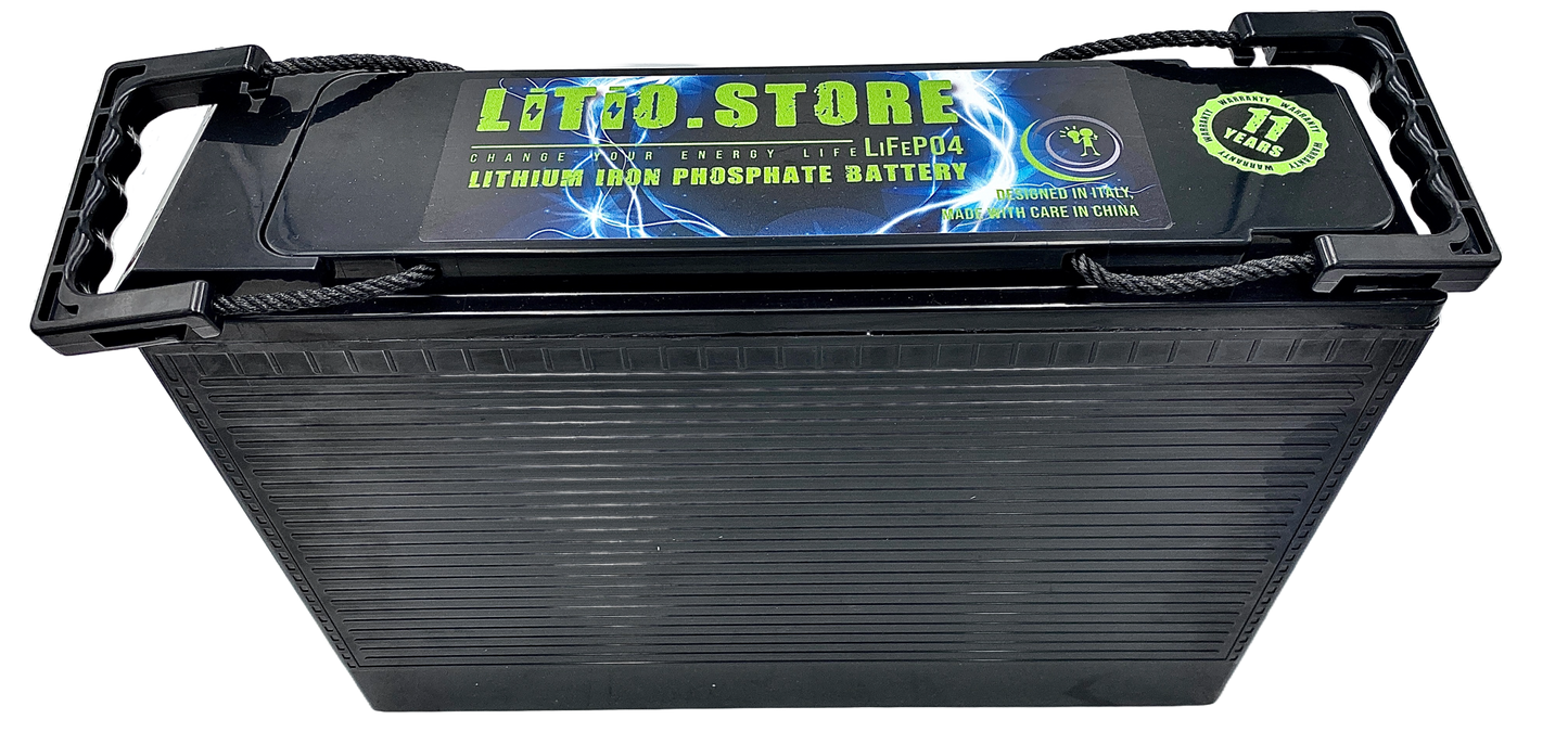 Batteria LiFePO4 12V 100Ah Litio Store LFP 100A BMS 1280Wh Serie Ultraslim