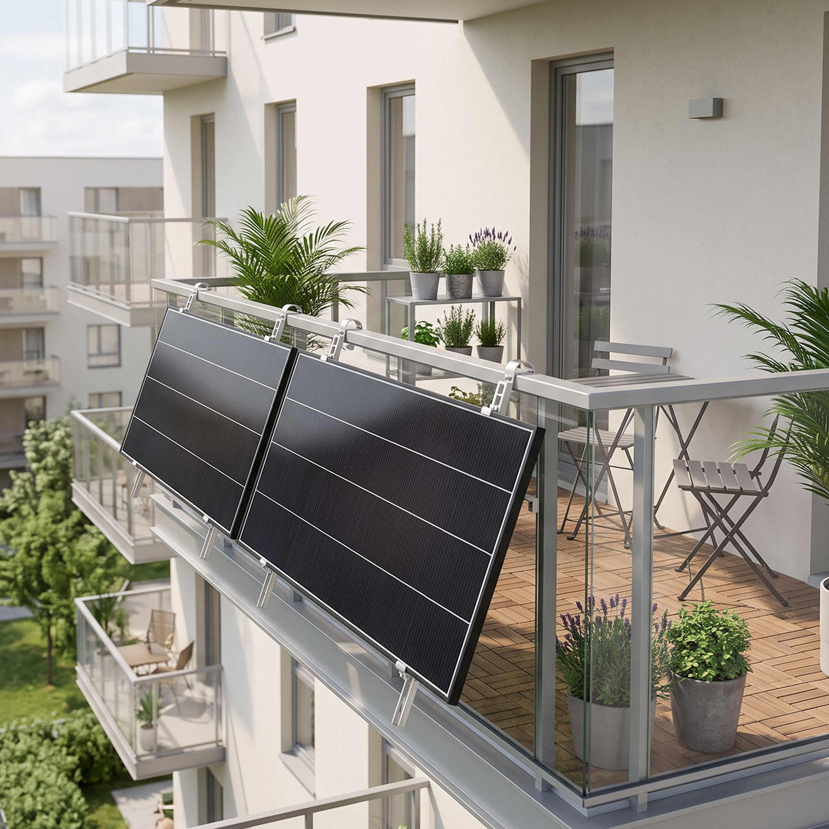 Supporto da balcone per pannello solare in alluminio argento inclinabile BKW-H