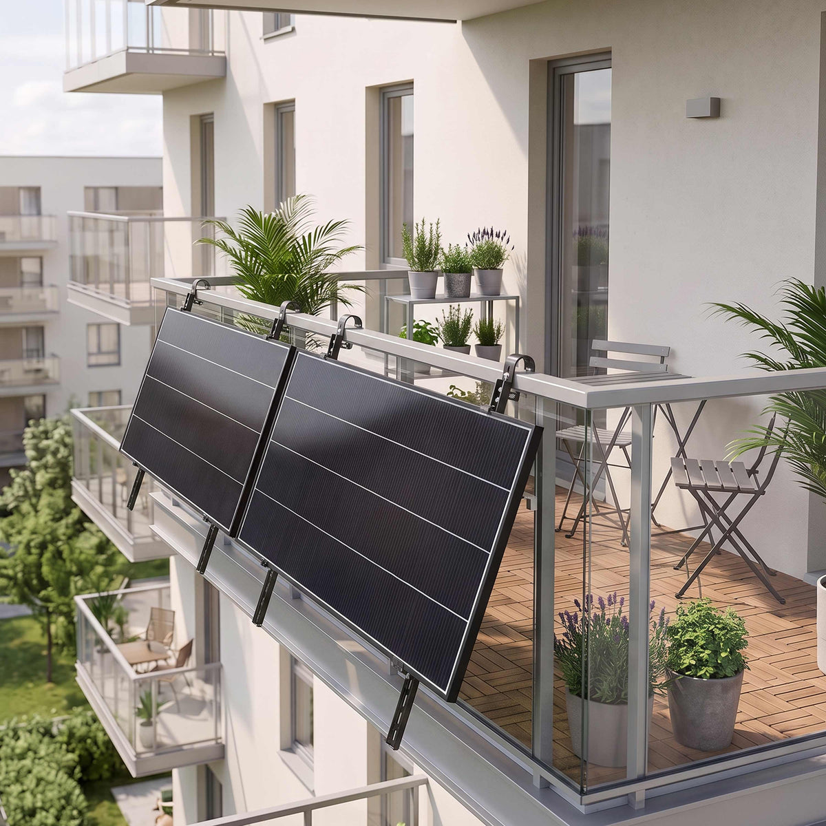 Supporto da balcone per pannello solare in alluminio nero inclinabile BKW-HS