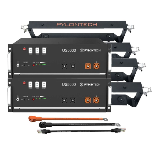 Kit Accumulo Pylontech 9,6kWh 48V LiFePO4 2x US5000 con Staffe e Cavi Inverter