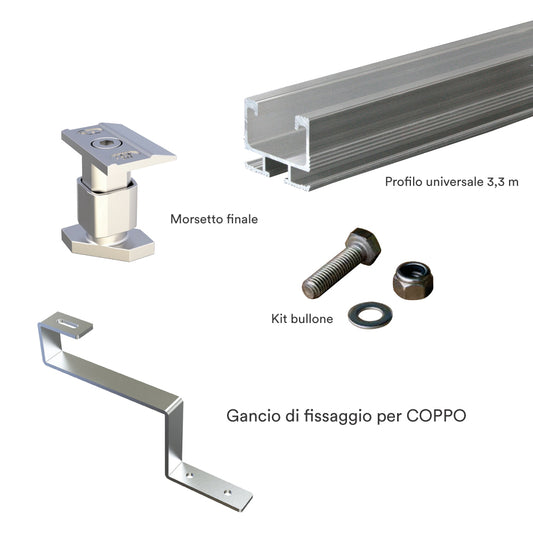 Kit Fissaggio 1 Pannello Fotovoltaico per Tetto in Coppi