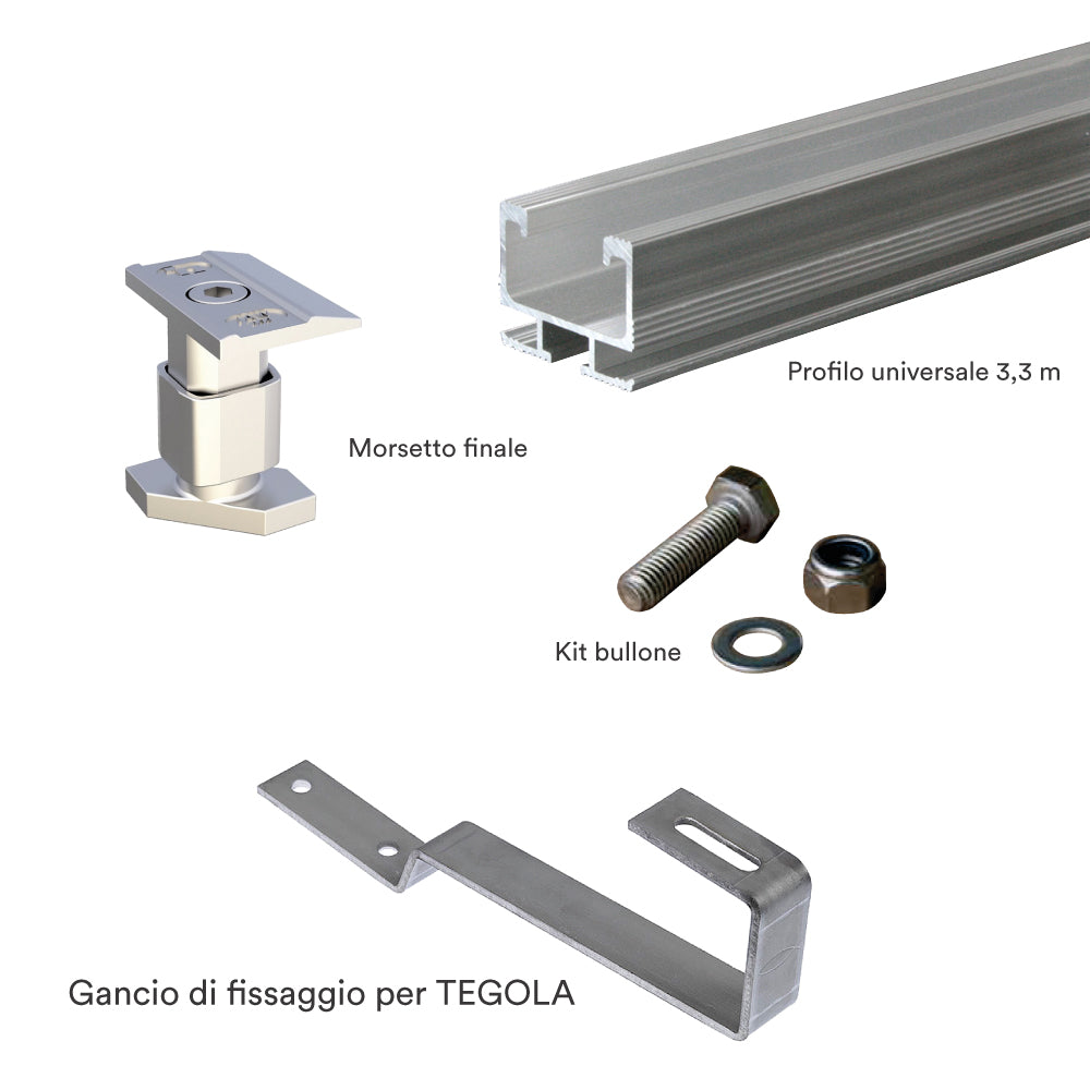 Kit Fissaggio 1 Pannello Fotovoltaico per Tetto in Tegole
