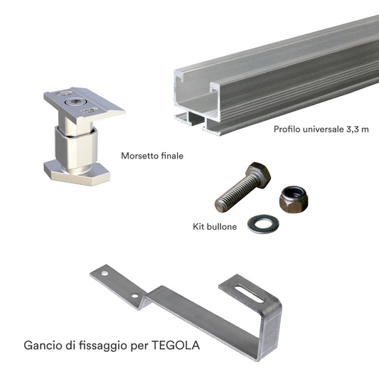 Kit Fissaggio 1 Pannello Fotovoltaico per Tetto in Tegole