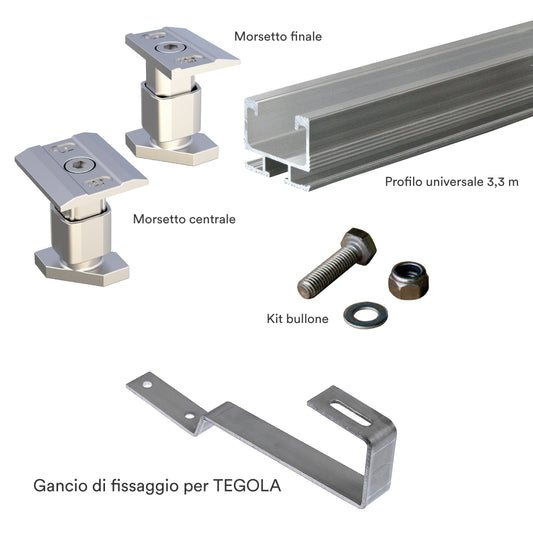 Kit Fissaggio 2 Pannelli Fotovoltaici per Tetto in Tegole