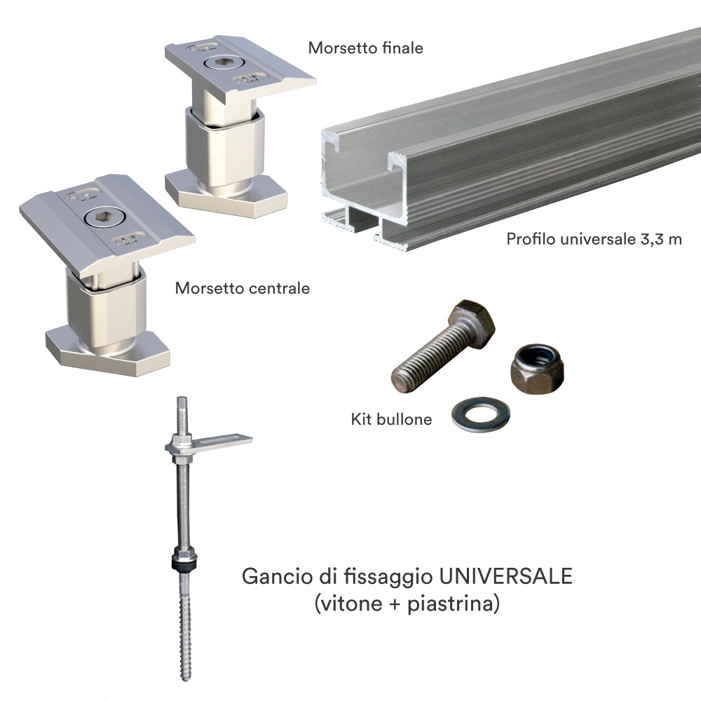 Kit Fissaggio Universale 2 Pannelli Fotovoltaici